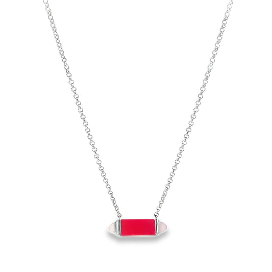 SILVER RUBY BAR CHAIN