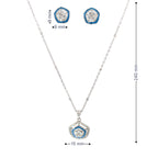 BLUE HALO SPARKLE SHIELD SILVER PENDANT SET