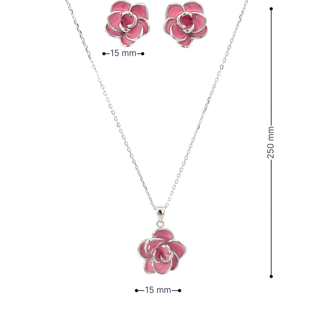 ROSE BLOOM SILVER PENDANT SET