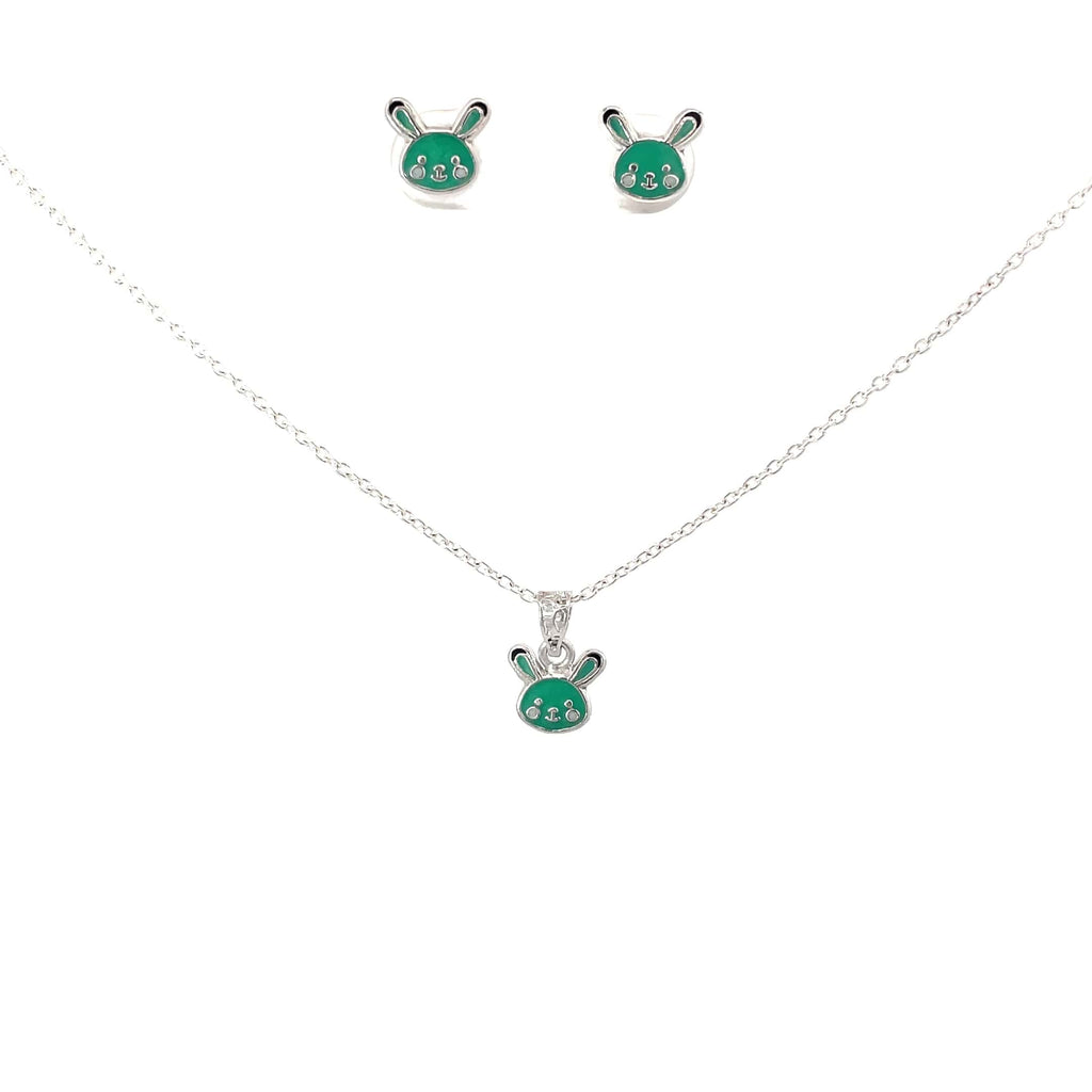 GREEN BUNNY KIDS SET SILVER