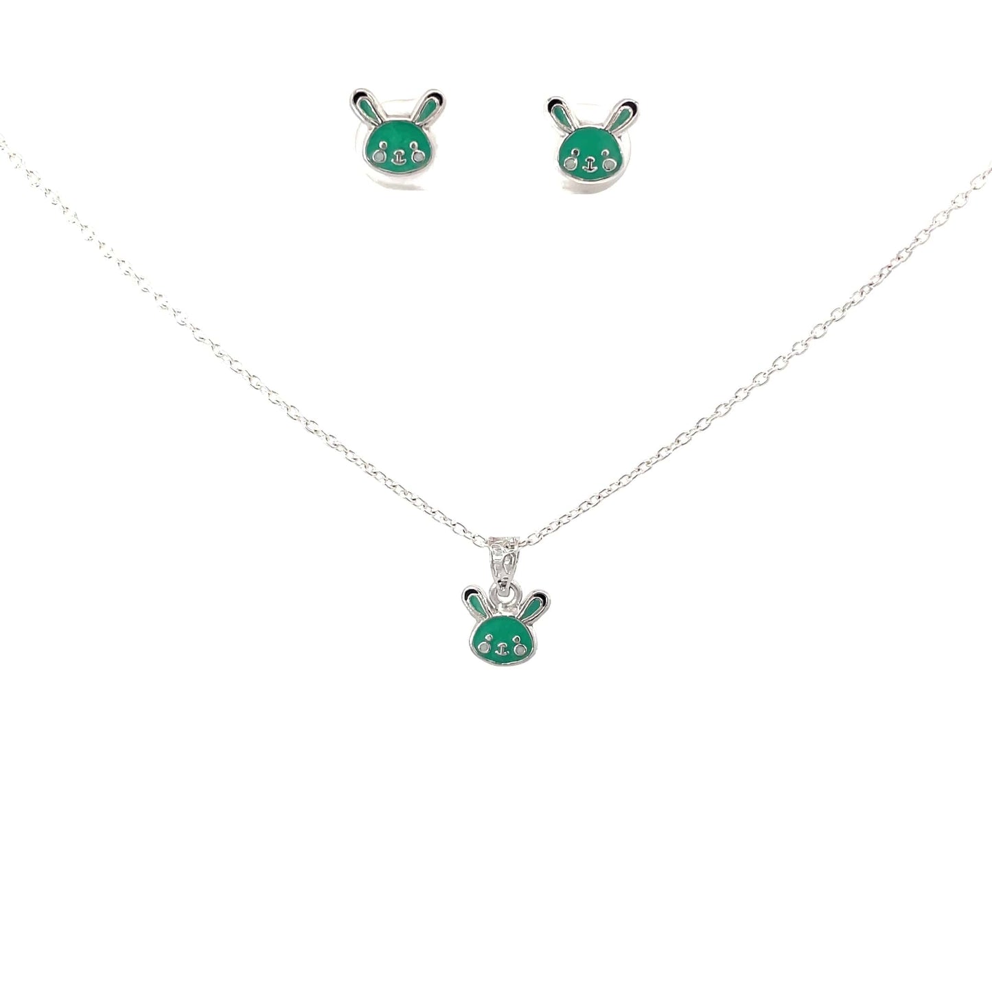 GREEN BUNNY KIDS SET SILVER