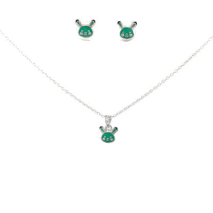 GREEN BUNNY KIDS SET SILVER