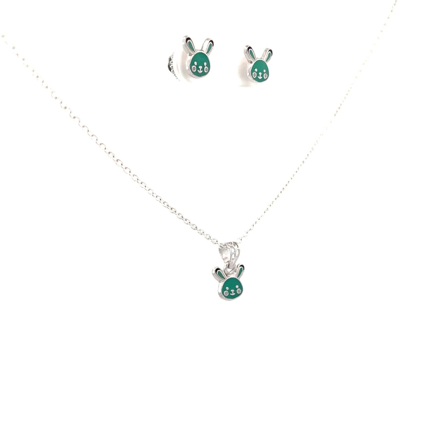 GREEN BUNNY KIDS SET SILVER