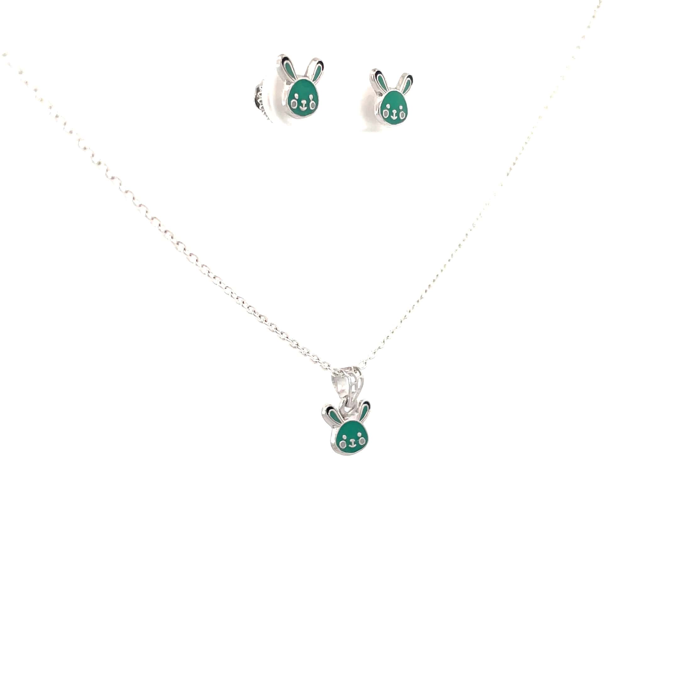 GREEN BUNNY KIDS SET SILVER