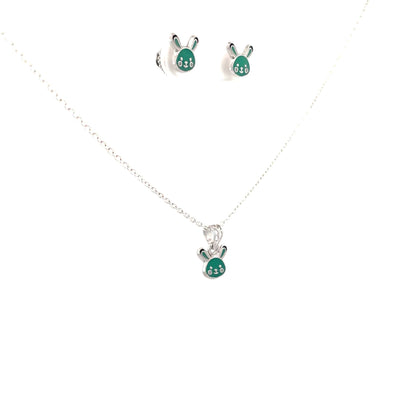 GREEN BUNNY KIDS SET SILVER