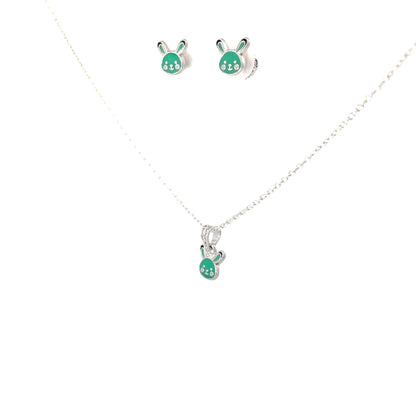 GREEN BUNNY KIDS SET SILVER