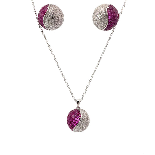 MAGENTA MOONLIGHT SILVER PENDANT SET