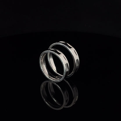 GEOMETRIC STERLING SILVER COUPLE BAND RING