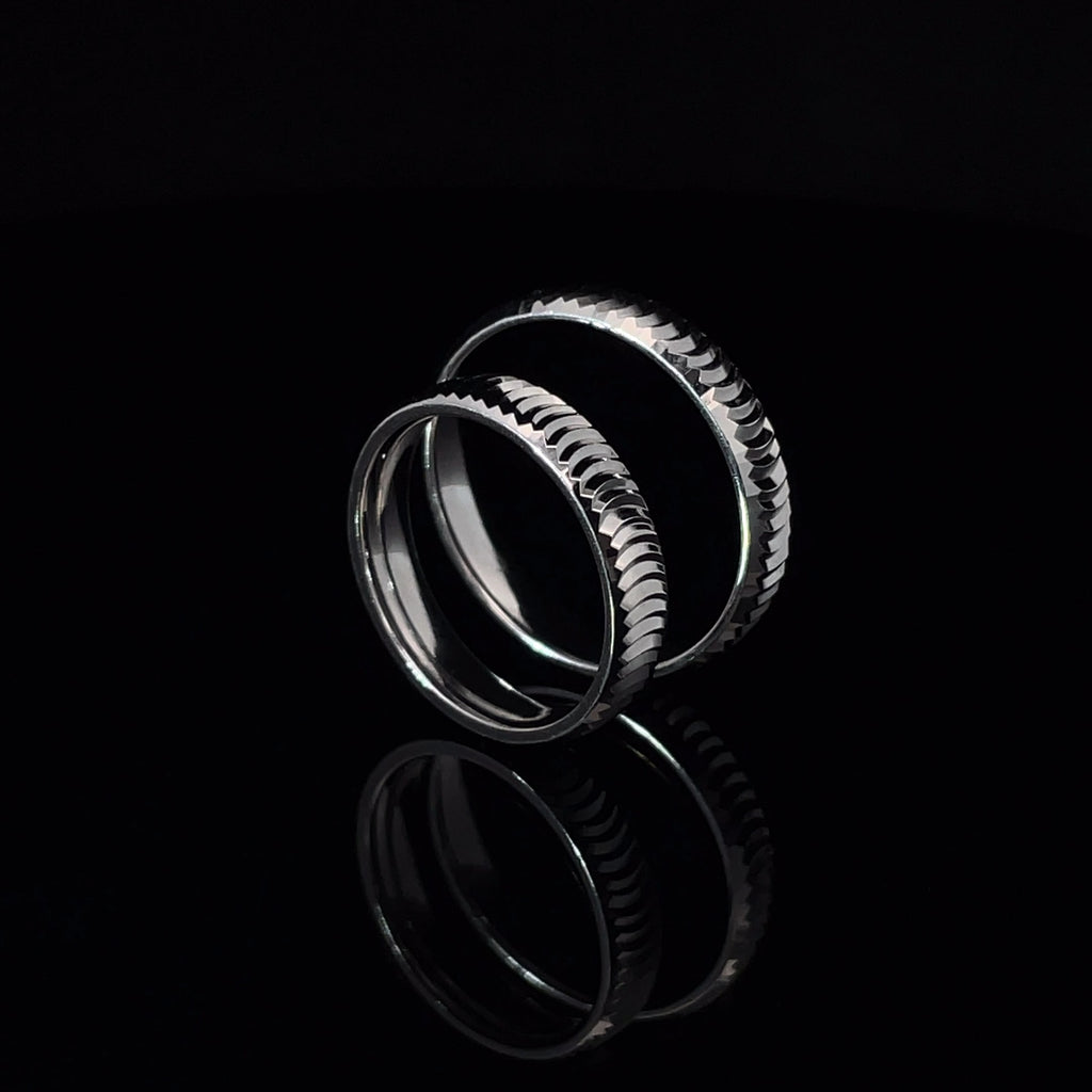 GROOVED SILVER COUPLE BAND