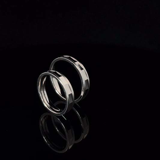MIRROR EDGE STERLING SILVER COUPLE BAND RING