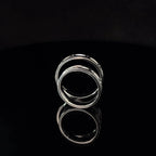 CUTLINE ACCENT STERLING SILVER COUPLE BAND RING