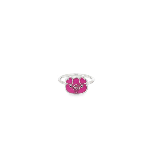 PINK PIGGY FUN SILVER RING