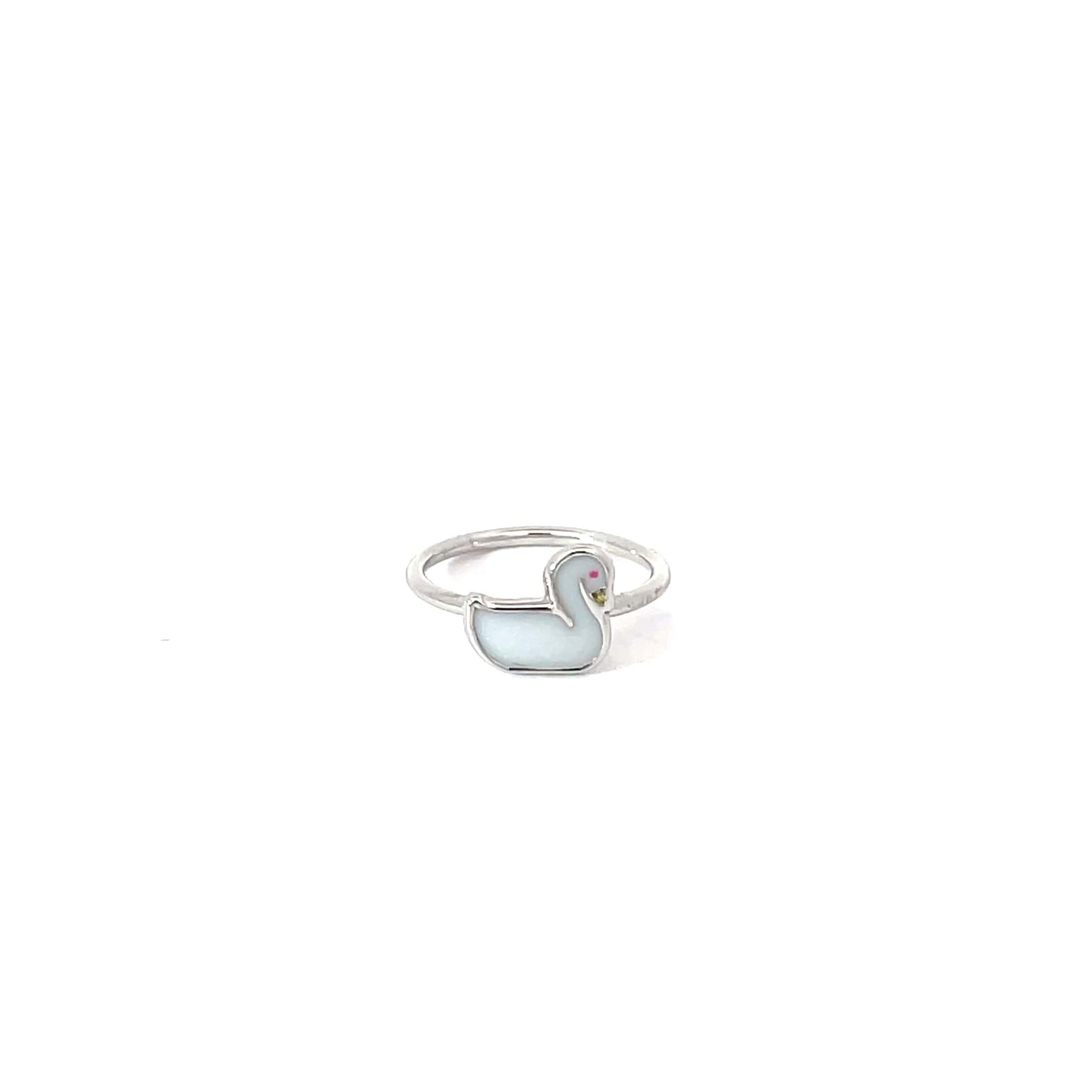 WHITE DUCKY KIDS SILVER RING
