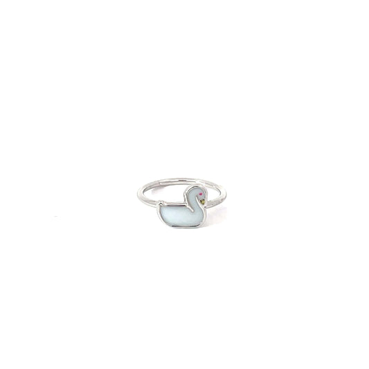 WHITE DUCKY KIDS SILVER RING