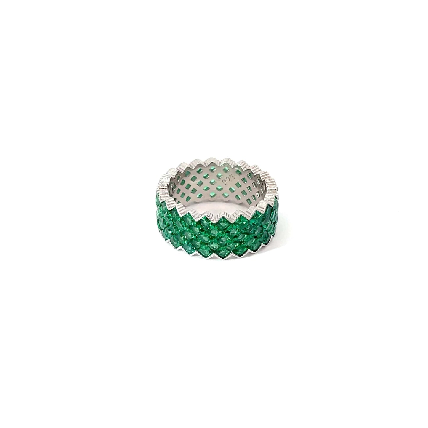 SPARKLE SILVER ETERNITY RING - GREEN