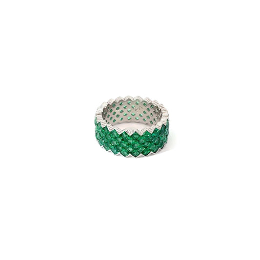 SPARKLE SILVER ETERNITY RING - GREEN