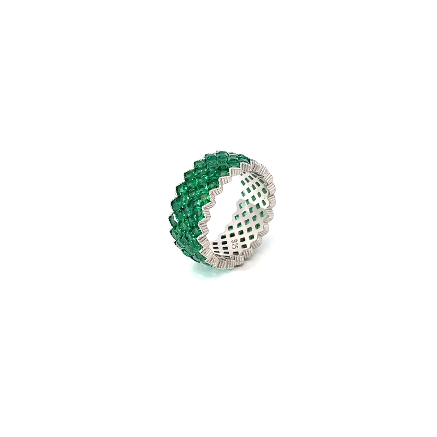 SPARKLE SILVER ETERNITY RING - GREEN