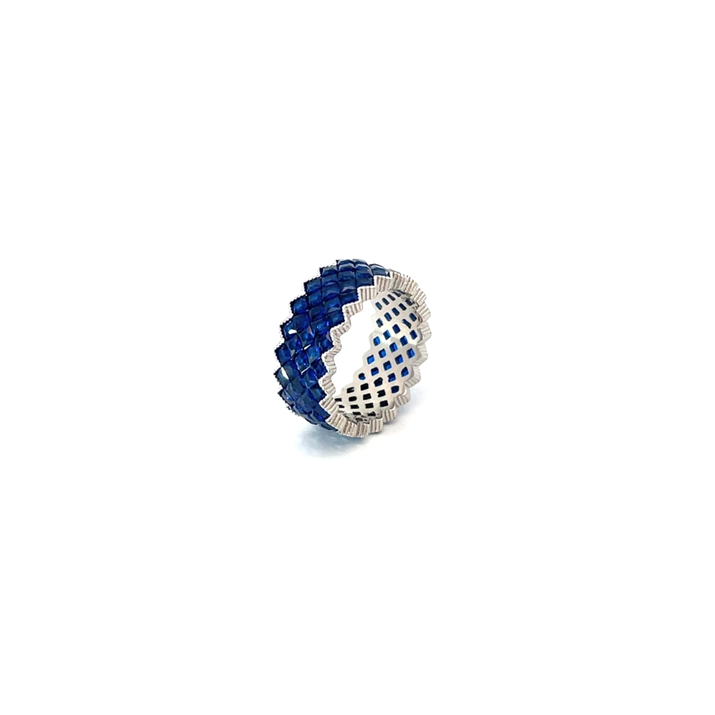 SPARKLE SILVER ETERNITY RING - BLUE