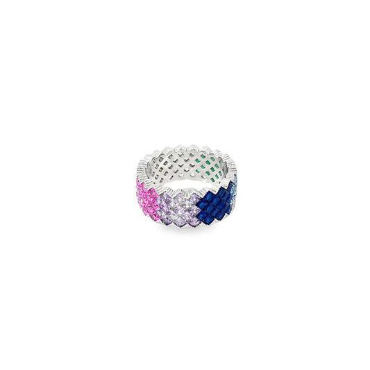 SPARKLE SILVER ETERNITY RING - RAINBOW