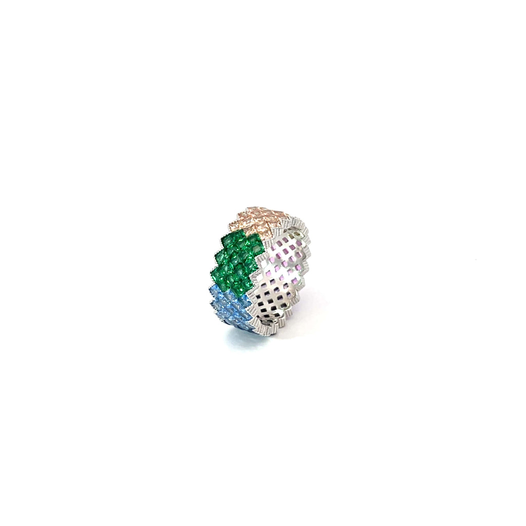 SPARKLE SILVER ETERNITY RING - RAINBOW