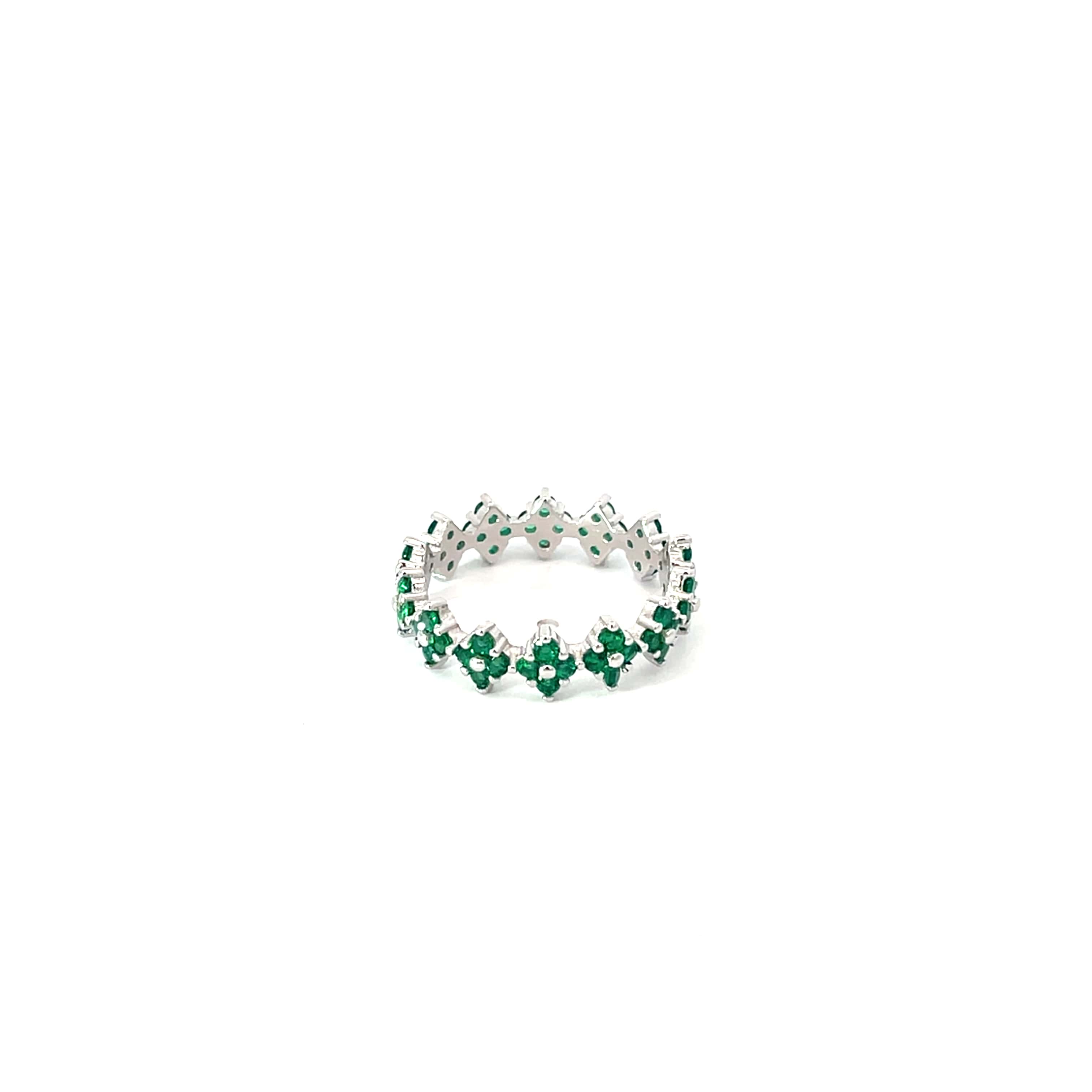 GREEN MEADOW SILVER FLORAL BAND
