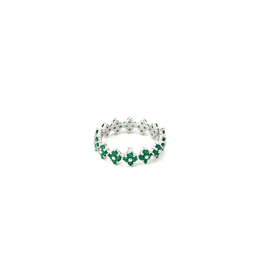 GREEN MEADOW SILVER FLORAL BAND