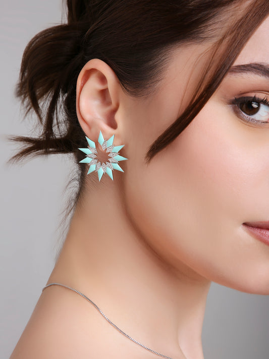 STUNNIG STARBURST SILVER EARRINGS