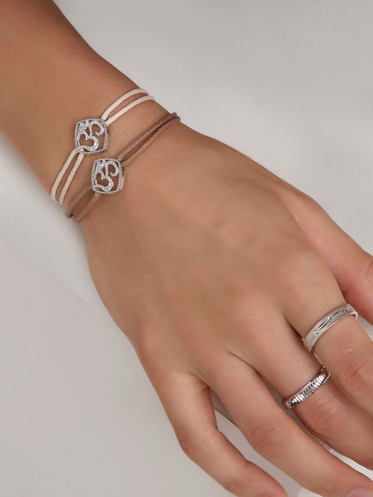 DIVINE OM - SILVER KEEPSAKE BAND (BROWN)