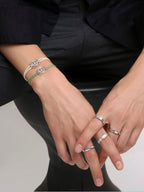 PEACE - SILVER KEEPSAKE BAND (GREEN)