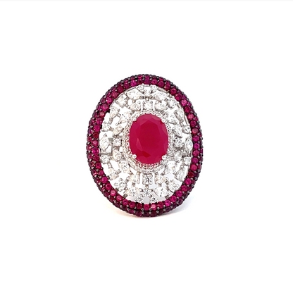 LADY IN RED COCKTAIL SILVER RING