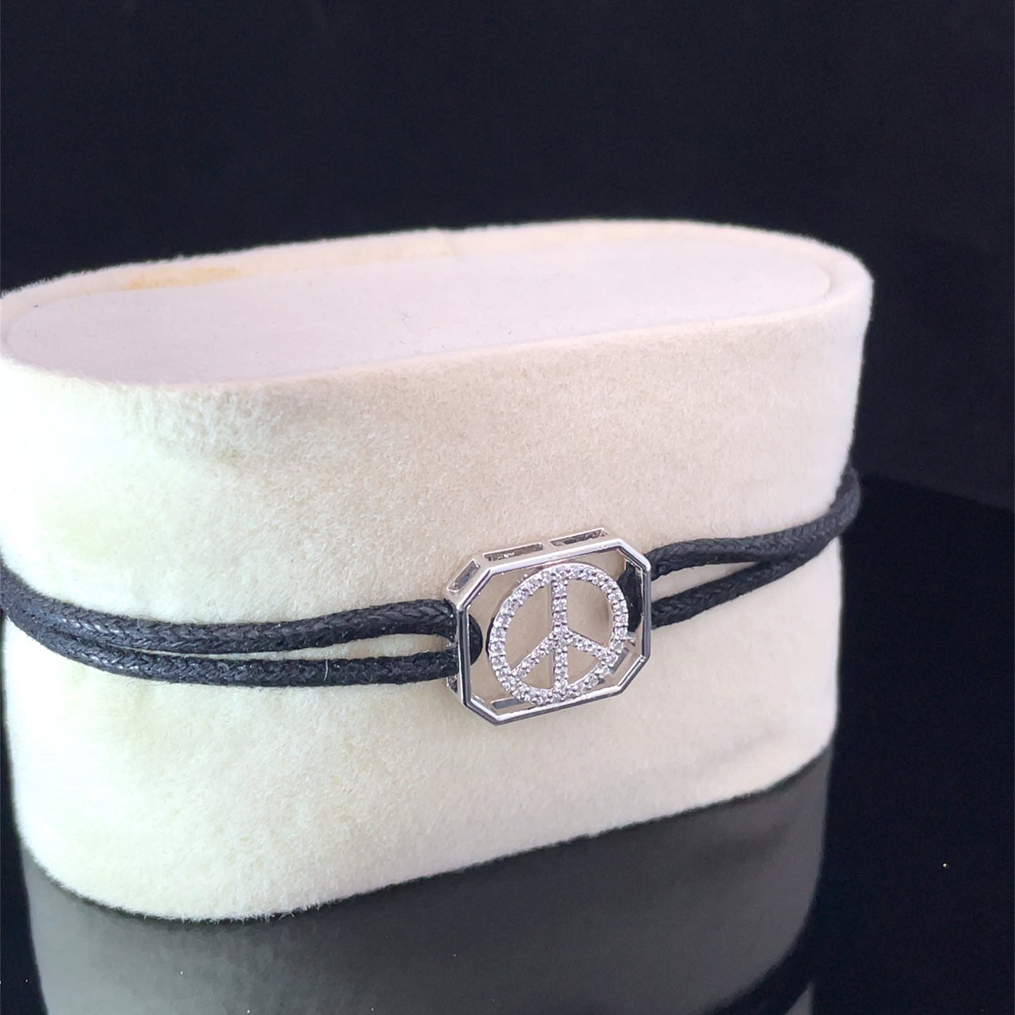PEACE - SILVER KEEPSAKE BAND (BLACK)