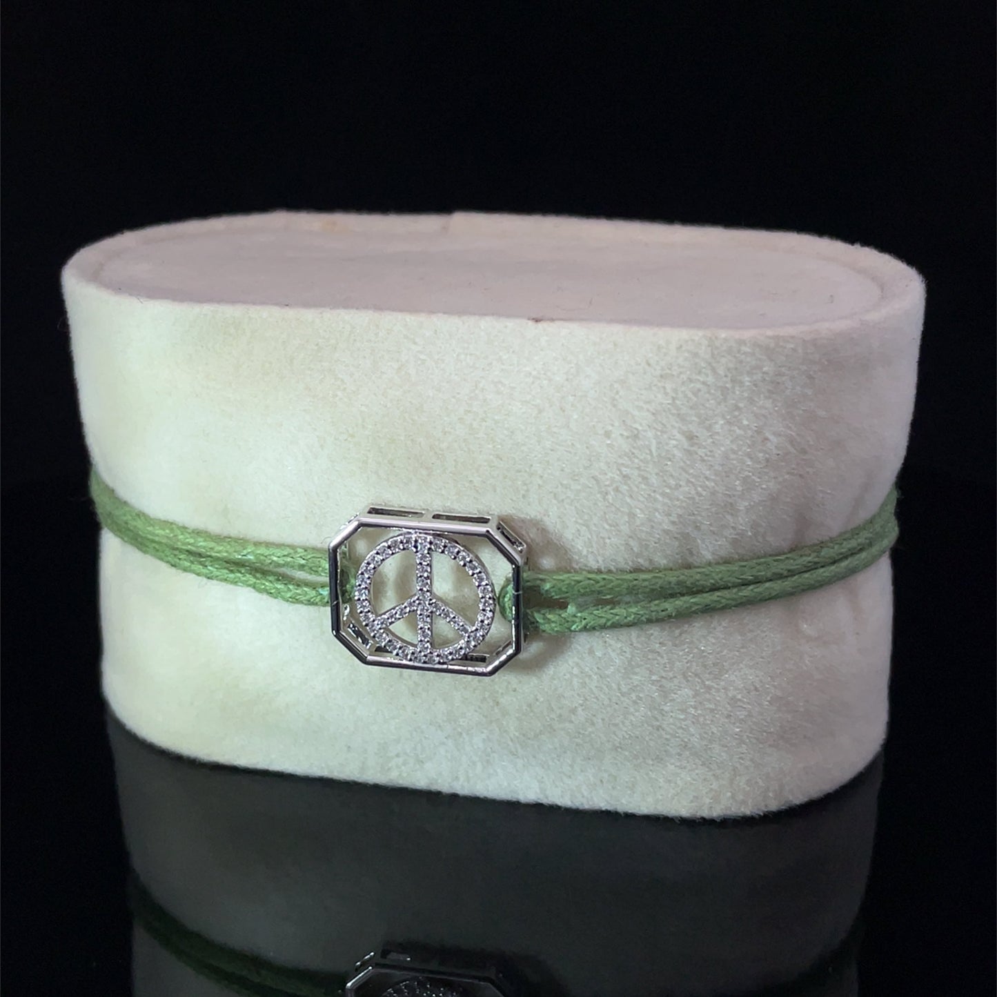 PEACE - SILVER KEEPSAKE BAND (GREEN)