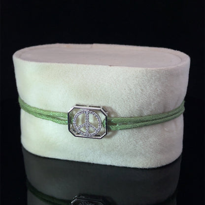 PEACE - SILVER KEEPSAKE BAND (GREEN)