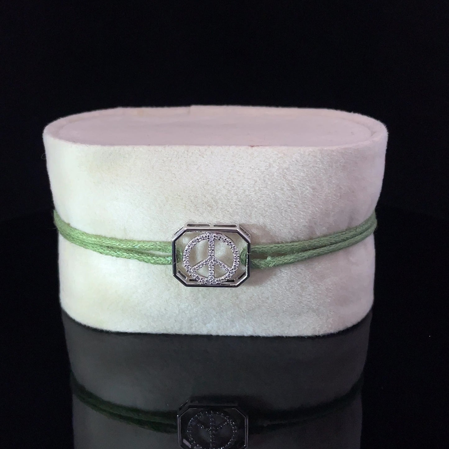 PEACE - SILVER KEEPSAKE BAND (GREEN)