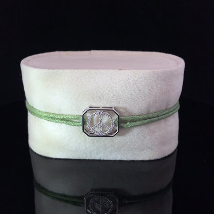 PEACE - SILVER KEEPSAKE BAND (GREEN)