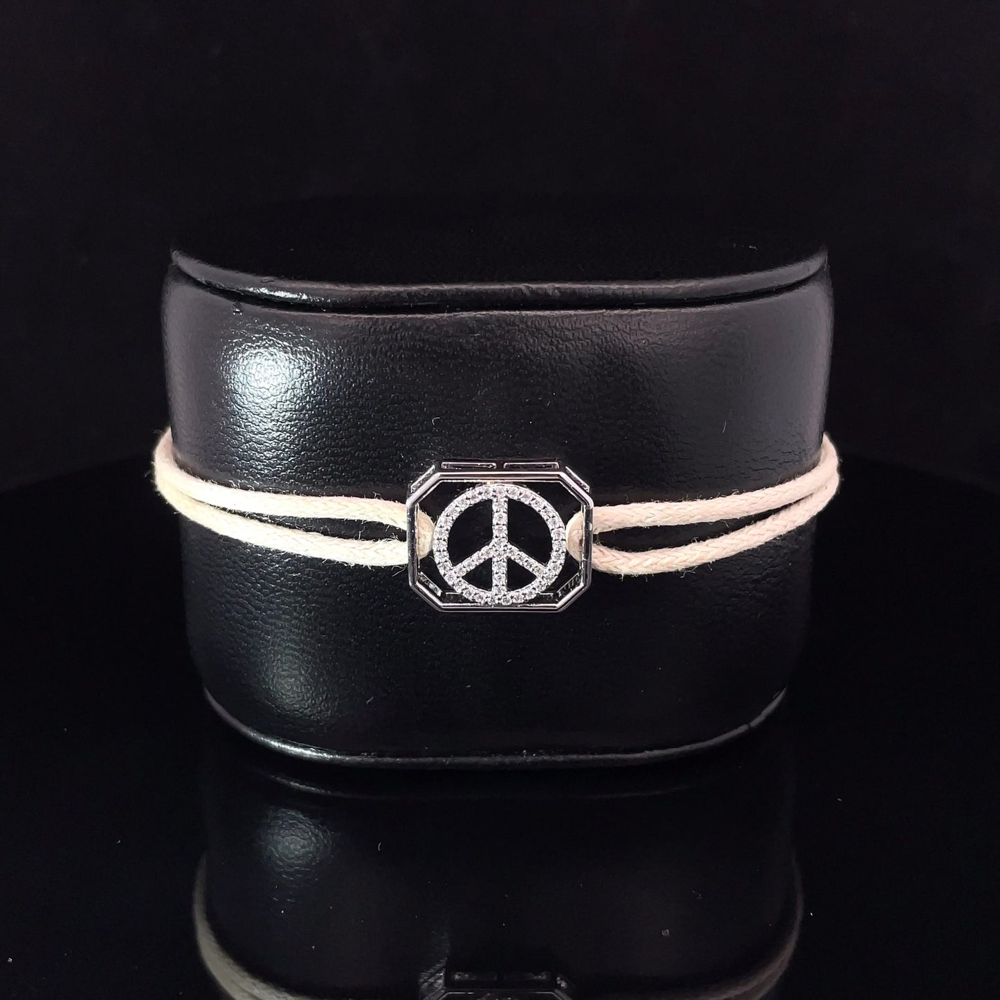 PEACE - SILVER KEEPSAKE BAND (CREAM)