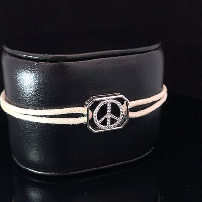 PEACE - SILVER KEEPSAKE BAND (CREAM)