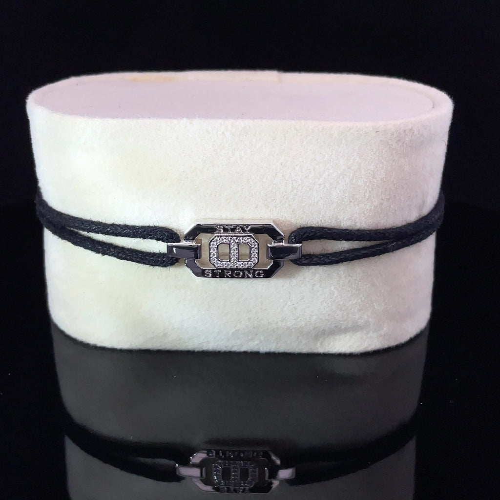 STAY STRONG - SILVER KEEPSAKE BAND (BLACK)