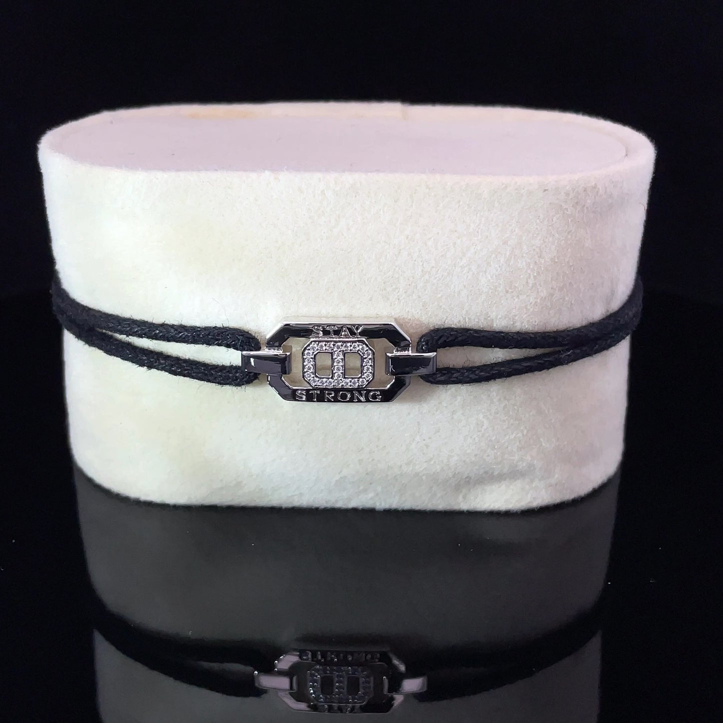 STAY STRONG - SILVER KEEPSAKE BAND (BLACK)