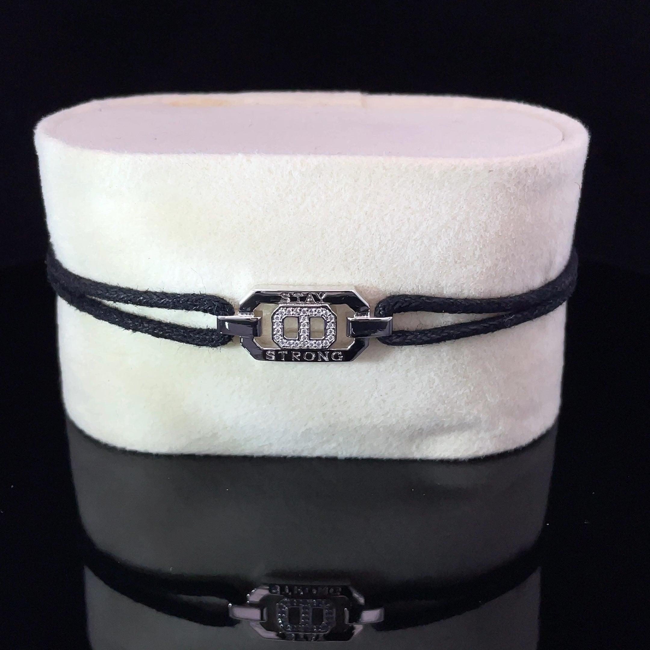 STAY STRONG - SILVER KEEPSAKE BAND (BLACK)