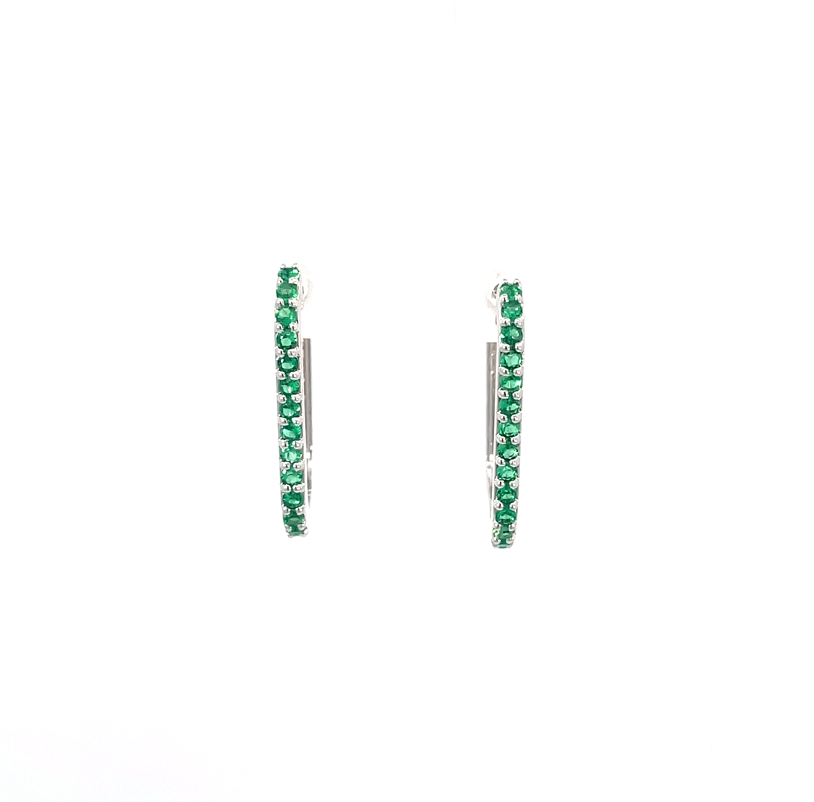 GREEN GLINT SILVER HOOPS