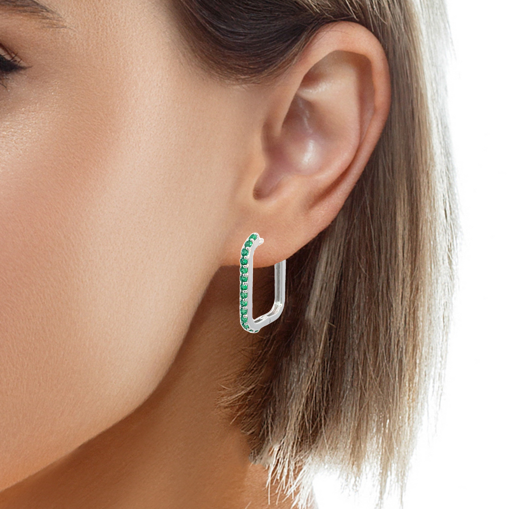 GREEN GLINT SILVER HOOPS