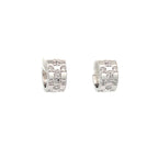 CRYSTAL CHECKERBOARD SILVER HUGGIE HOOPS