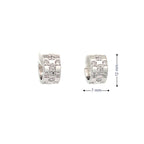 CRYSTAL CHECKERBOARD SILVER HUGGIE HOOPS