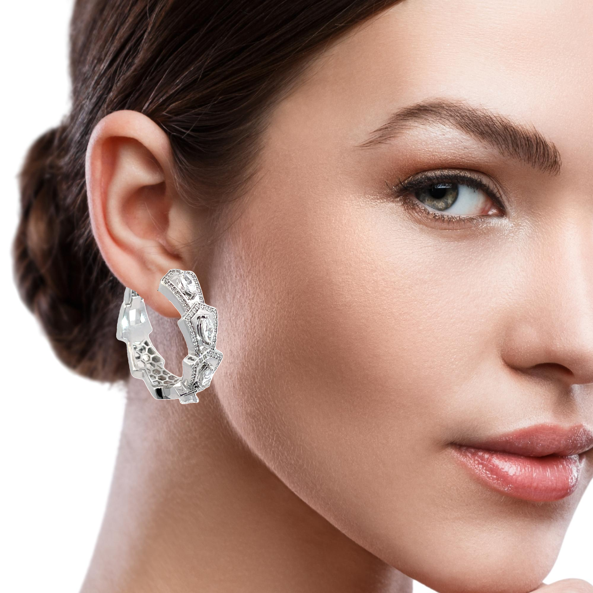GEOMETRIC MARQUISE SILVER HOOPS