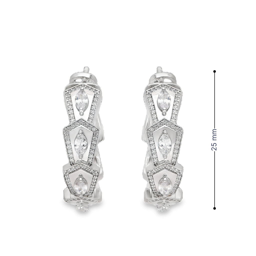 GEOMETRIC MARQUISE SILVER HOOPS