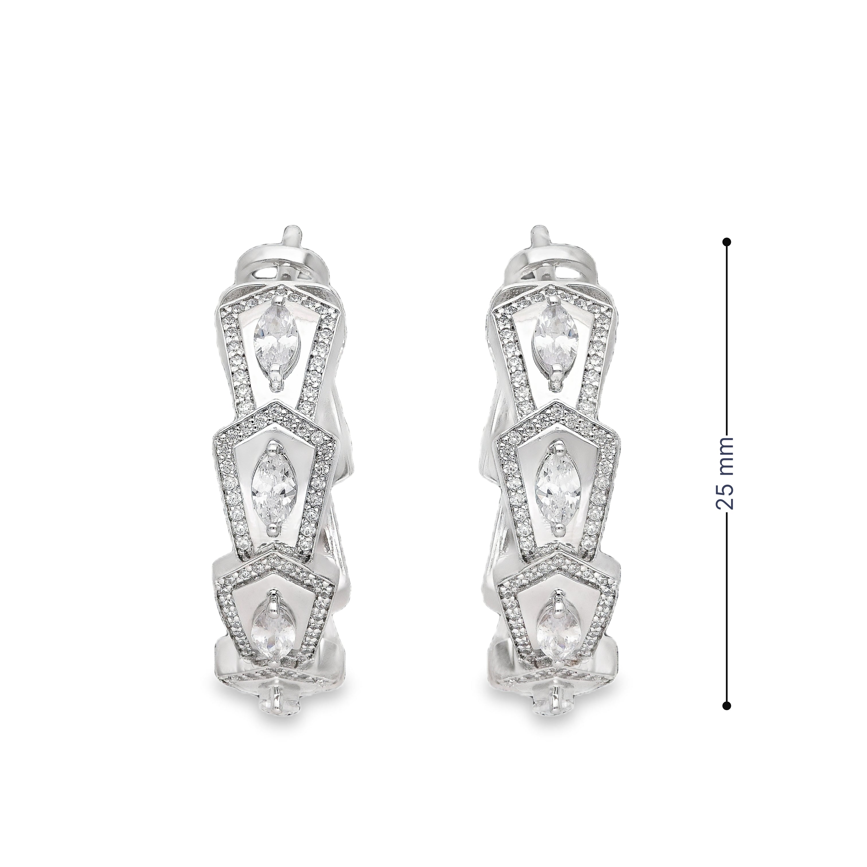 GEOMETRIC MARQUISE SILVER HOOPS