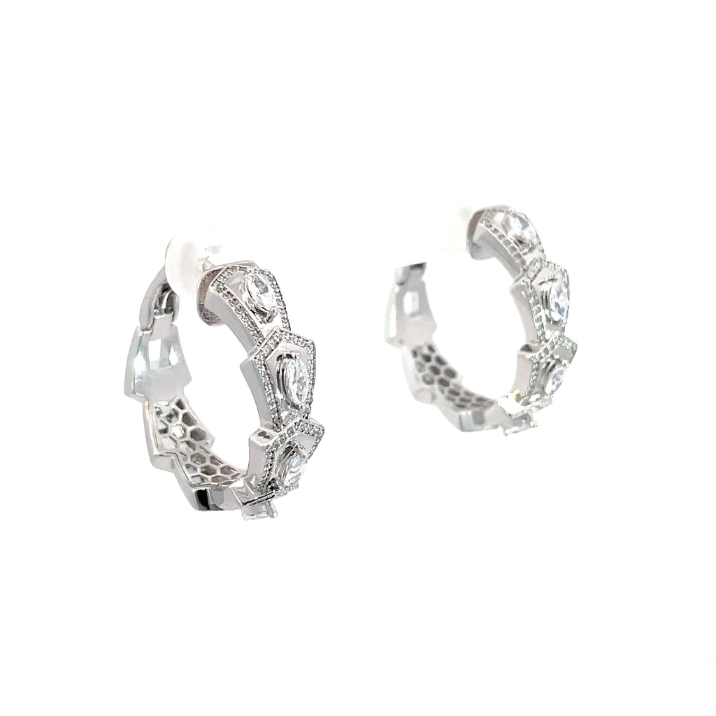 GEOMETRIC MARQUISE SILVER HOOPS