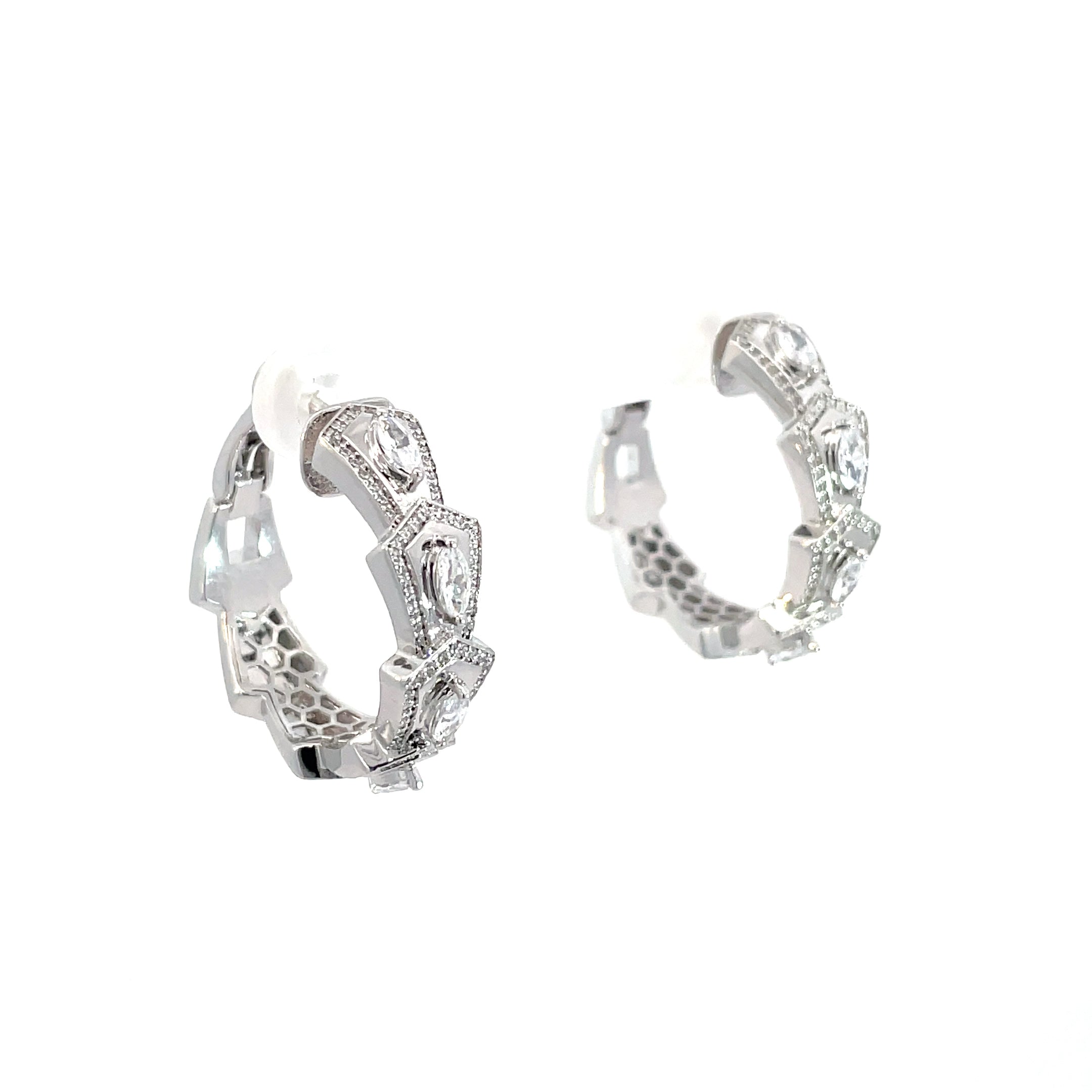 GEOMETRIC MARQUISE SILVER HOOPS