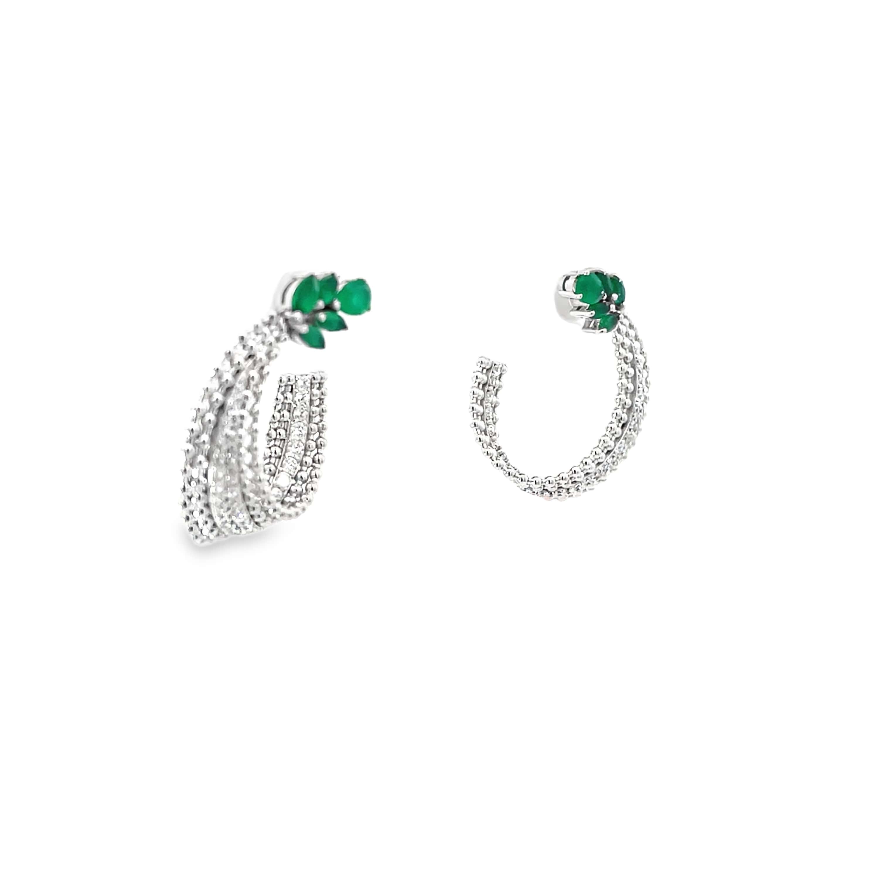 EMERALD BLOOM SILVER EARRINGS